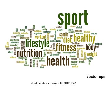 Vector concept or conceptual abstract word cloud on white background as metaphor for health, nutrition, diet, wellness, body, energy, medical, fitness, medical, gym, medicine, sport, heart or science