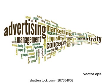 Vector concept or conceptual abstract word cloud on white background as metaphor for business, trend, media, focus, market, value, product, advertising or customer. Also for corporate wordcloud