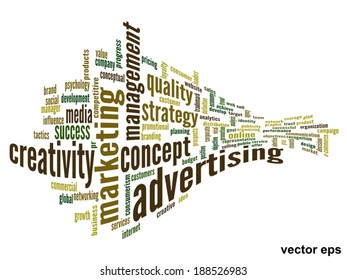 Vector concept or conceptual abstract word cloud on white background as metaphor for business, trend, media, focus, market, value, product, advertising or customer. Also for corporate wordcloud