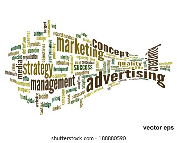 Vector concept or conceptual abstract word cloud on white background as metaphor for business, trend, media, focus, market, value, product, advertising or customer. Also for corporate wordcloud