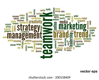 Vector concept or conceptual abstract word cloud on white background as metaphor for business, trend, media, focus, market, value, product, advertising or customer. Also for corporate wordcloud