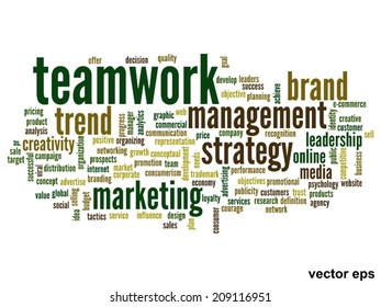 Vector concept or conceptual abstract word cloud on white background as metaphor for business, trend, media, focus, market, value, product, advertising or customer. Also for corporate wordcloud