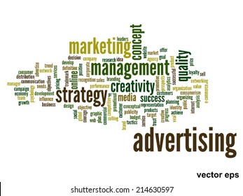 Conceito vetorial ou palavra abstrata conceitual nuvem no fundo branco como metáfora para negócios, tendência, mídia, foco, mercado, valor, produto, publicidade ou cliente. Também para nuvem de palavras corporativa