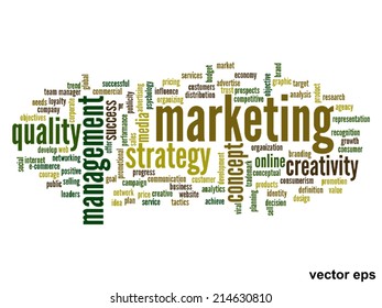Vector concept or conceptual abstract word cloud on white background as metaphor for business, trend, media, focus, market, value, product, advertising or customer. Also for corporate wordcloud