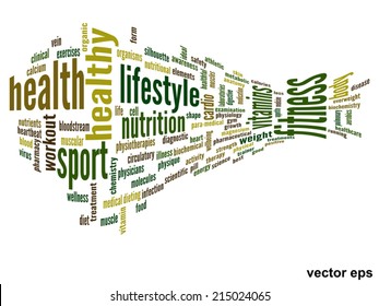 Vector concept or conceptual abstract word cloud on white background as metaphor for health, nutrition, diet, wellness, body, energy, medical, fitness, medical, gym, medicine, sport, heart or science