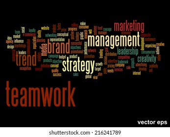 Vector concept or conceptual abstract word cloud on black background as metaphor for business, trend, media, focus, market, value, product, advertising or customer. Also for corporate wordcloud