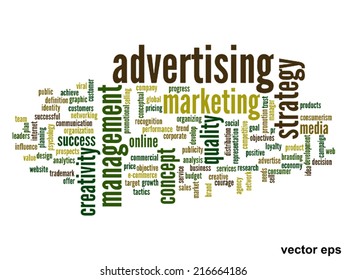 Vector concept or conceptual abstract word cloud on white background as metaphor for business, trend, media, focus, market, value, product, advertising or customer. Also for corporate wordcloud