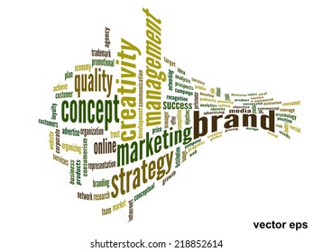 Vector concept or conceptual abstract word cloud on white background as metaphor for business, trend, media, focus, market, value, product, advertising or customer. Also for corporate wordcloud