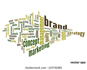 Vector concept or conceptual abstract word cloud on white background as metaphor for business, trend, media, focus, market, value, product, advertising or customer. Also for corporate wordcloud