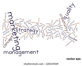 Vector concept or conceptual abstract word cloud on white background as metaphor for business, trend, media, focus, market, value, product, advertising or customer. Also for corporate wordcloud