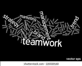 Vector concept or conceptual abstract word cloud on black background as metaphor for business, trend, media, focus, market, value, product, advertising or customer. Also for corporate wordcloud