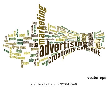 Vector concept or conceptual abstract word cloud on white background as metaphor for business, trend, media, focus, market, value, product, advertising or customer. Also for corporate wordcloud