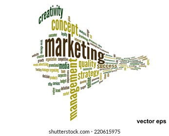 Vector concept or conceptual abstract word cloud on white background as metaphor for business, trend, media, focus, market, value, product, advertising or customer. Also for corporate wordcloud