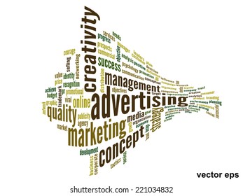 Vector concept or conceptual abstract word cloud on white background as metaphor for business, trend, media, focus, market, value, product, advertising or customer. Also for corporate wordcloud