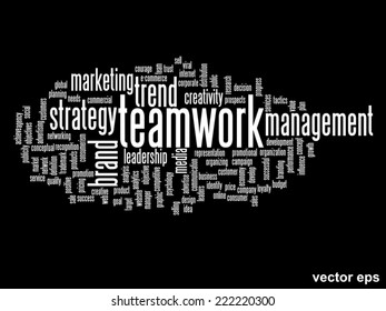 Concepto vectorial o nube conceptual abstracta de palabras sobre fondo negro como metáfora para negocios, tendencias, medios, enfoque, mercado, valor, producto, publicidad o cliente. También para la nube de palabras corporativa