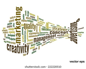 Vector concept or conceptual abstract word cloud on white background as metaphor for business, trend, media, focus, market, value, product, advertising or customer. Also for corporate wordcloud