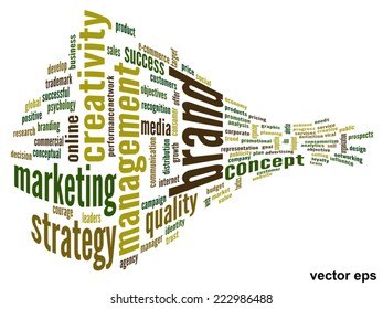 Vector concept or conceptual abstract word cloud on white background as metaphor for business, trend, media, focus, market, value, product, advertising or customer. Also for corporate wordcloud