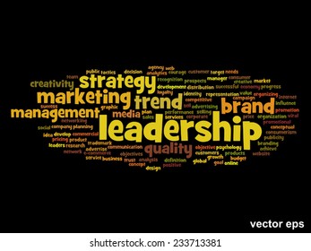 Vector concept or conceptual abstract word cloud on black background as metaphor for business, trend, media, focus, market, value, product, advertising or customer. Also for corporate wordcloud