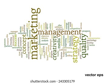 Vektorkonzept oder konzeptuell abstrakte Wortwolke auf weißem Hintergrund als Metapher für Unternehmen, Trends, Medien, Fokus, Markt, Wert, Produkt, Werbung oder Kunden. Auch für Corporate WordCloud