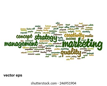 Vector concept or conceptual abstract word cloud on white background as metaphor for business, trend, media, focus, market, value, product, advertising or customer. Also for corporate wordcloud