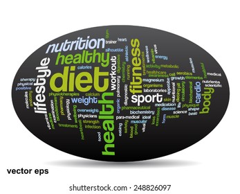 Concepto vectorial o nube de palabras abstracta conceptual sobre fondo negro como metáfora para la salud, la nutrición, la dieta, el bienestar, el cuerpo, la energía, la medicina, la aptitud física, la medicina, la medicina, el deporte, el corazón o la ciencia
