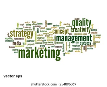 Vector concept or conceptual abstract word cloud on white background as metaphor for business, trend, media, focus, market, value, product, advertising or customer. Also for corporate wordcloud