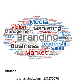 Vector concept or conceptual abstract word cloud on white background as metaphor for business, trend, media, focus, market, value, product, advertising or customer. Also for corporate wordcloud