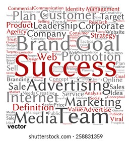 Vector concept or conceptual abstract word cloud on white background as metaphor for business, trend, media, focus, market, value, product, advertising or customer. Also for corporate wordcloud