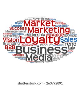 Vector concept or conceptual abstract word cloud on white background as metaphor for business, trend, media, focus, market, value, product, advertising or customer. Also for corporate wordcloud
