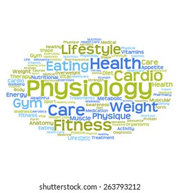 Concepto vectorial o nube de palabras abstracta conceptual sobre fondo blanco como metáfora para la salud, la nutrición, la dieta, el bienestar, el cuerpo, la energía, la medicina, la aptitud física, la medicina, la medicina, el deporte, el corazón o la ciencia