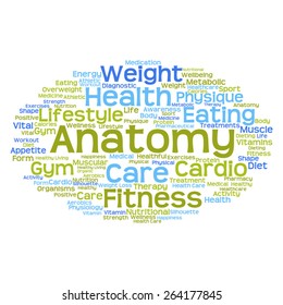 Vector concept or conceptual abstract word cloud on white background as metaphor for health, nutrition, diet, wellness, body, energy, medical, fitness, medical, gym, medicine, sport, heart or science