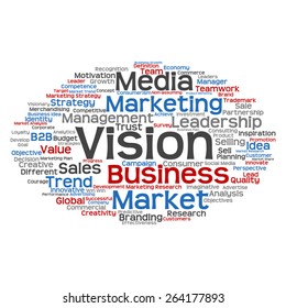 Concepto vectorial o nube conceptual abstracta de palabras sobre fondo blanco como metáfora para negocios, tendencias, medios, enfoque, mercado, valor, producto, publicidad o cliente. También para la nube de palabras corporativa