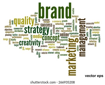 Vector concept or conceptual abstract word cloud on white background as metaphor for business, trend, media, focus, market, value, product, advertising or customer. Also for corporate wordcloud