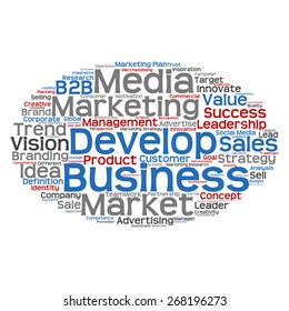 Conceito vetorial ou palavra abstrata conceitual nuvem no fundo branco como metáfora para negócios, tendência, mídia, foco, mercado, valor, produto, publicidade ou cliente. Também para nuvem de palavras corporativa