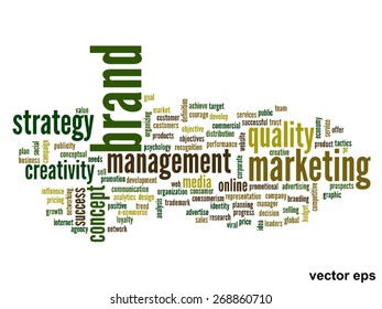 Vector concept or conceptual abstract word cloud on white background as metaphor for business, trend, media, focus, market, value, product, advertising or customer. Also for corporate wordcloud