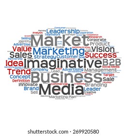 Vector concept or conceptual abstract word cloud on white background as metaphor for business, trend, media, focus, market, value, product, advertising or customer. Also for corporate wordcloud