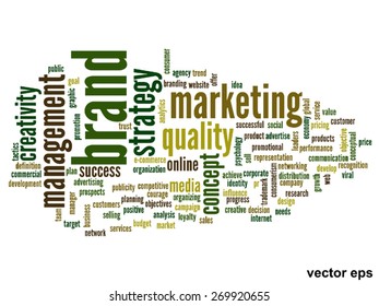 Vector concept or conceptual abstract word cloud on white background as metaphor for business, trend, media, focus, market, value, product, advertising or customer. Also for corporate wordcloud