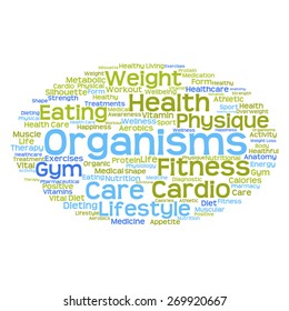 Vector concept or conceptual abstract word cloud on white background as metaphor for health, nutrition, diet, wellness, body, energy, medical, fitness, medical, gym, medicine, sport, heart or science
