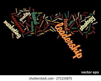 Vector concept or conceptual abstract word cloud on black background as metaphor for business, trend, media, focus, market, value, product, advertising or customer. Also for corporate wordcloud