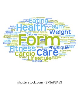 Vector concept or conceptual abstract word cloud on white background as metaphor for health, nutrition, diet, wellness, body, energy, medical, fitness, medical, gym, medicine, sport, heart or science
