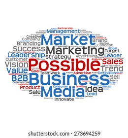 Concepto vectorial o nube conceptual abstracta de palabras sobre fondo blanco como metáfora para negocios, tendencias, medios, enfoque, mercado, valor, producto, publicidad o cliente. También para la nube de palabras corporativa