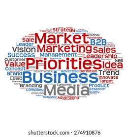 Vector concept or conceptual abstract word cloud on white background as metaphor for business, trend, media, focus, market, value, product, advertising or customer. Also for corporate wordcloud