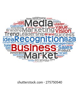 Vector concept or conceptual abstract word cloud on white background as metaphor for business, trend, media, focus, market, value, product, advertising or customer. Also for corporate wordcloud