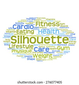 Concepto vectorial o nube de palabras abstracta conceptual sobre fondo blanco como metáfora para la salud, la nutrición, la dieta, el bienestar, el cuerpo, la energía, la medicina, la aptitud física, la medicina, la medicina, el deporte, el corazón o la ciencia