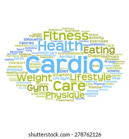 Vektorkonzept oder konzeptuell abstrakte Wortwolke auf weißem Hintergrund als Metapher für Gesundheit, Ernährung, Ernährung, Wellness, Körper, Energie, Medizin, Fitness, Medizin, Medizin, Sport, Herz oder Wissenschaft