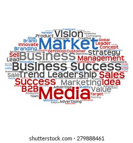 Vector concept or conceptual abstract word cloud on white background as metaphor for business, trend, media, focus, market, value, product, advertising or customer. Also for corporate wordcloud