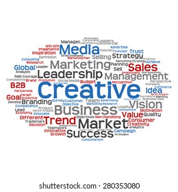 Vector concept or conceptual abstract word cloud on white background as metaphor for business, trend, media, focus, market, value, product, advertising or customer. Also for corporate wordcloud