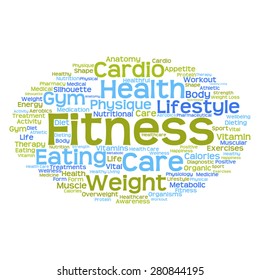 Concepto vectorial o nube de palabras abstracta conceptual sobre fondo blanco como metáfora para la salud, la nutrición, la dieta, el bienestar, el cuerpo, la energía, la medicina, la aptitud física, la medicina, la medicina, el deporte, el corazón o la ciencia