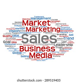 Vector concept or conceptual abstract word cloud on white background as metaphor for business, trend, media, focus, market, value, product, advertising or customer. Also for corporate wordcloud