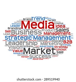 Vector concept or conceptual abstract word cloud on white background as metaphor for business, trend, media, focus, market, value, product, advertising or customer. Also for corporate wordcloud